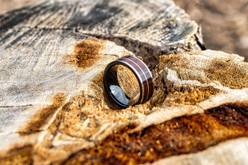 Wood and gold inlay ring